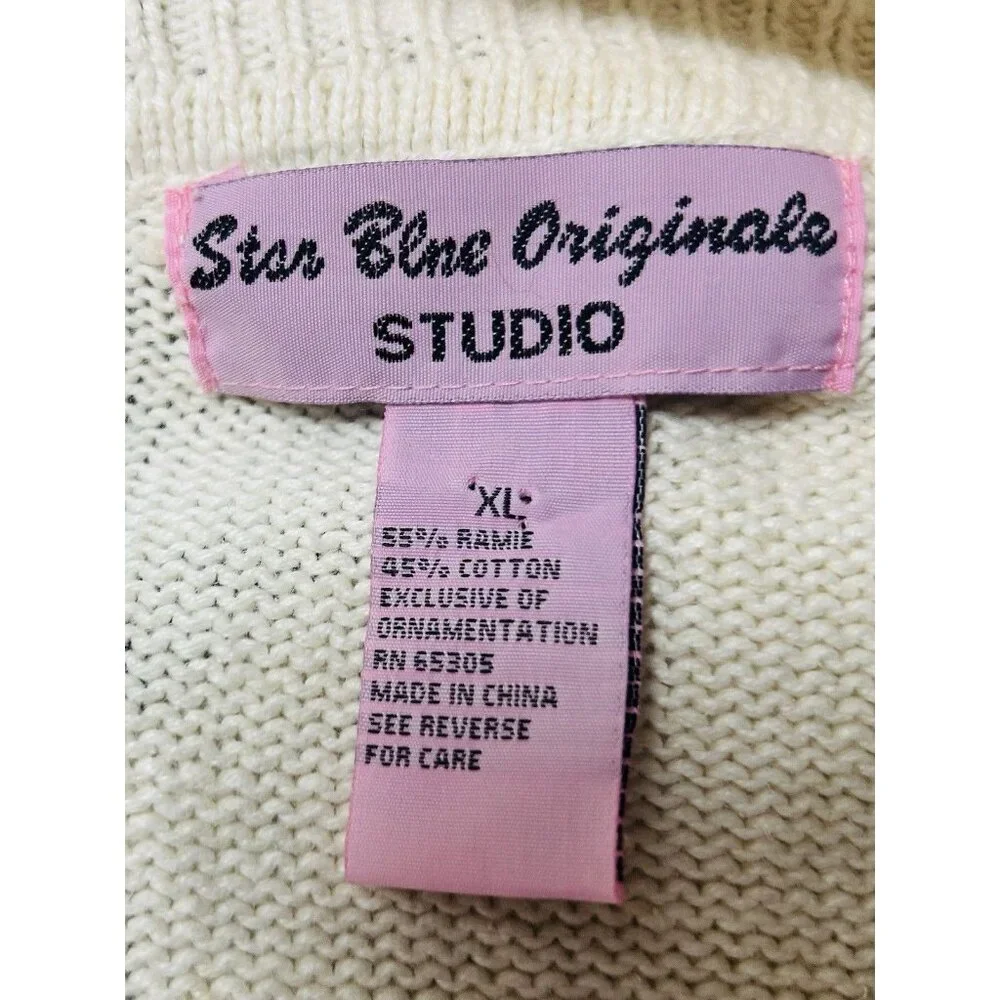 Vintage Cardinal Sweater Extra Large Beaded Sequin‎ Pearl Holiday Zipper Closure - Picture 3 of 15